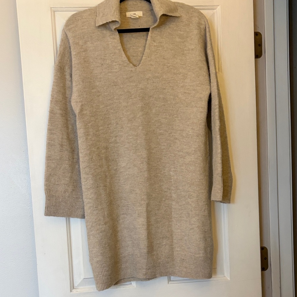 H&M Light Beige Oatmeal Sweater Dress
